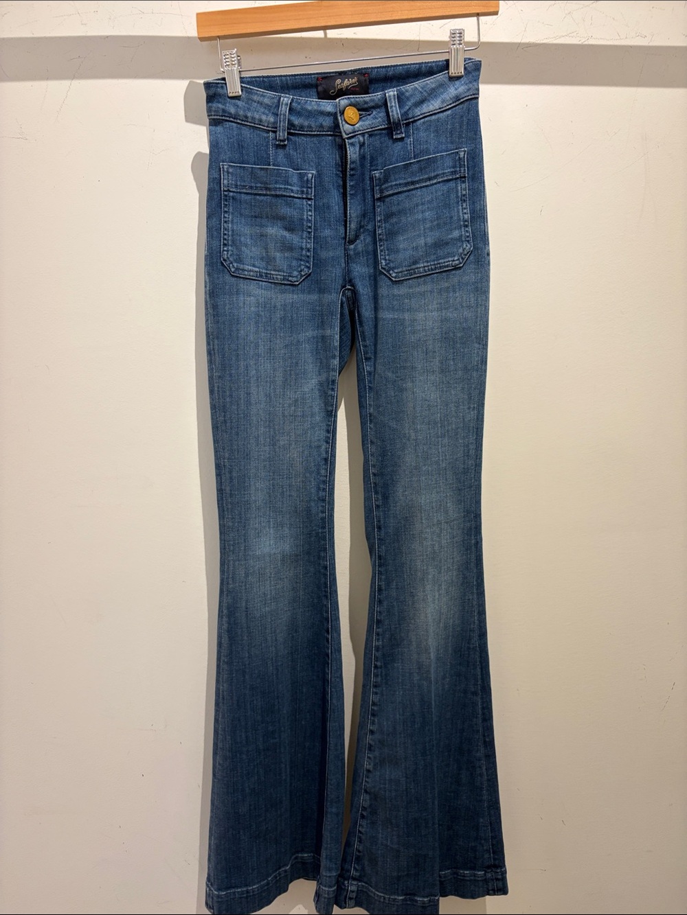 Seafarer Women’s Delphine Indigo Flared Stretch Jean Size 24